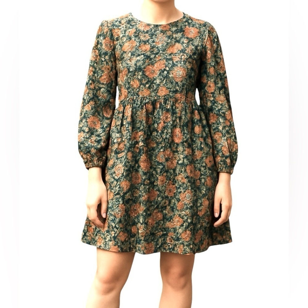 Knot Sisters Sheer long sleeved dress Floral print Size S Black High neck NEW